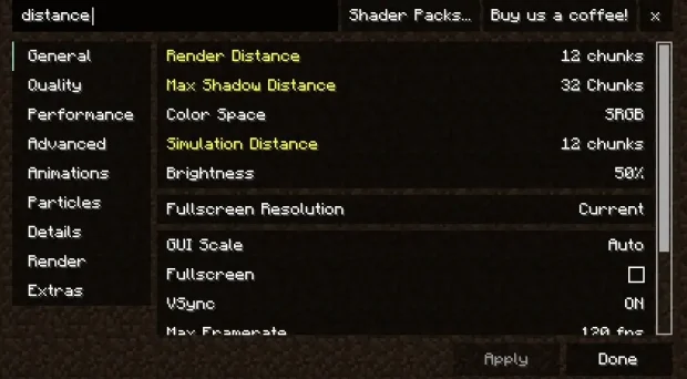 Minecraft 1.21.8-1.16.5 Reese's Sodium Options Mod Download